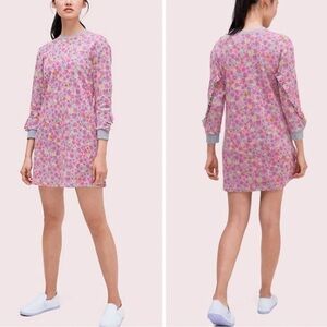 Kate Spade Marker Floral Ruffle Sleeves Sweatshirt Dress